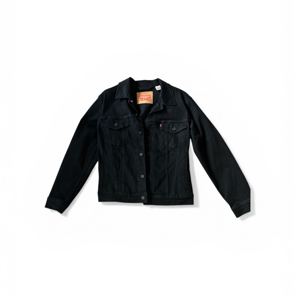 Levi's Black Jacket with Tan Leather Logo Patch